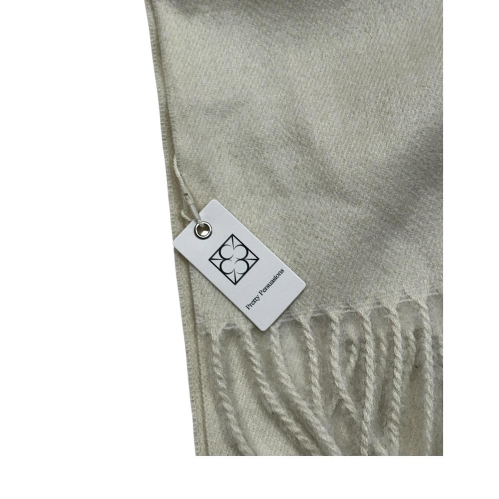 Pretty Persuasions NWT Cream Beige Plaid Large Scarf Wrap - Picture 3 of 5